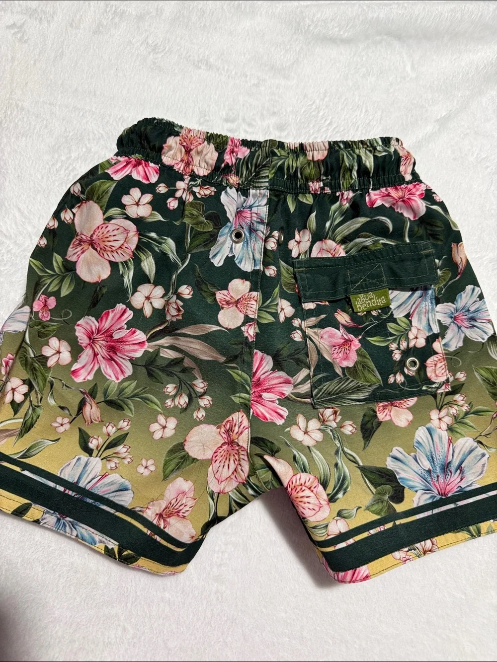 Agua Bendita Green Gradient Floral Swim trunks